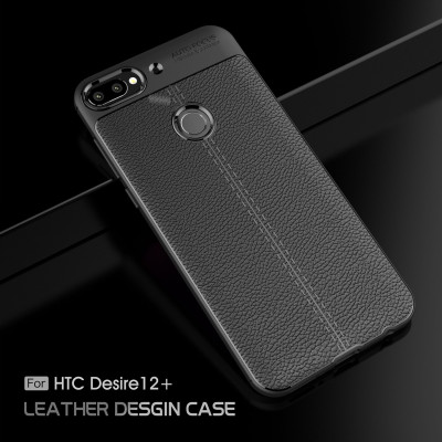 Силиконови гърбове Силиконови гърбове за HTC Луксозен силиконов гръб ТПУ кожа дизайн за HTC Desire 12 Plus черен